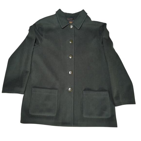 Giorgio Sant Angelo Coat 12 Black Wool Cashmere Blend Button Front Women’s - Picture 1 of 8
